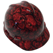 Load image into Gallery viewer, Hydro Dipped MSA Cap Style VGuard Hard Hat Red Insanity Skulls
