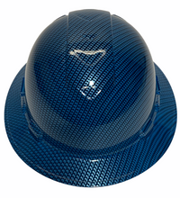 Load image into Gallery viewer, Hydro Dipped Hard Hat Ridgeline Full Brim Vented Custom Teal Blue Carbon Fiber
