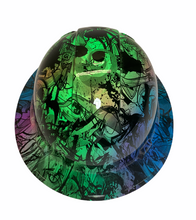 Load image into Gallery viewer, HydroDipped Hard Hat Ridgeline Full Brim Custom Blue Multi Color Double Graffiti
