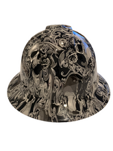 Load image into Gallery viewer, Hard Hat Ridgeline Full Brim Custom HydroDipped White Filigree Skulls
