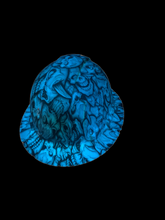 Load image into Gallery viewer, Hydro Dipped Hard Hat Custom Blue Glow in The Dark Insanity Skulls Full Brim Ridgeline
