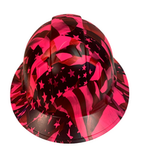 Load image into Gallery viewer, Custom Hydro Dipped Hard Hat Ridgeline Full Brim Pink Negative American Flags
