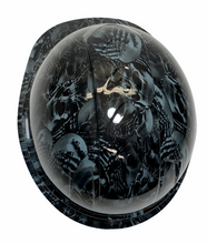 Load image into Gallery viewer, Hydro Dipped Hard Hat Ridgeline Cap Style Custom Slate Gray No Evil Skeleton
