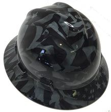 Load image into Gallery viewer, Hydro Dipped MSA Full Brim VGuard Hard Hat Slate Grey Midnight Flag High Gloss
