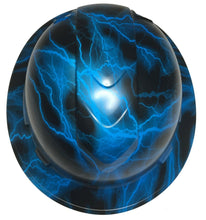 Load image into Gallery viewer, Hydro Dipped Custom Hard Hat Ridgeline Full Brim Oriental Blue Lightning

