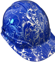 Load image into Gallery viewer, Hydro Dipped Hard Hat Ridgeline Cap Style Custom Dark Blue Lilies
