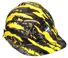 Load image into Gallery viewer, Hydro Dipped Hard Hat Ridgeline Cap Style Custom Yellow Marble Splash
