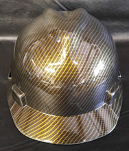 Load image into Gallery viewer, Hard Hat MSA Cap Style Hydro Dipped Gold Carbon Fiber
