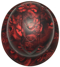 Load image into Gallery viewer, Hydro Dipped Hard Hat Ridgeline Full Brim Custom Red Hades Skulls
