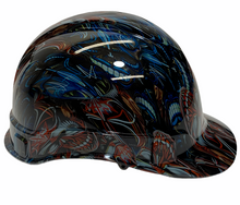 Load image into Gallery viewer, Hard Hat Ridgeline Hydro Dipped Cap Style Custom Pinstripe Skulls Colored
