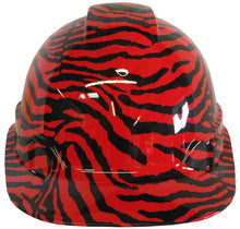 Load image into Gallery viewer, Hydro Dipped Custom Hard Hat Ridgeline Cap Style Red Zebra
