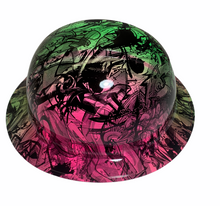Load image into Gallery viewer, Hydro Dipped Hard Hat Ridgeline Full Brim Custom Pink &amp; Green Double Graffiti
