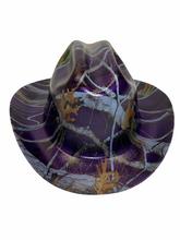 Load image into Gallery viewer, Custom Western Outlaw Hard Hat Purple Vista Camo Cowboy
