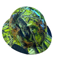Load image into Gallery viewer, Hydro Dip HiVis Green Vista Camo Lift DAX Fiber HDF-15 Full Brim Hardhat
