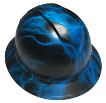 Load image into Gallery viewer, Hydro Dipped Custom Hard Hat Ridgeline Full Brim Oriental Blue Lightning
