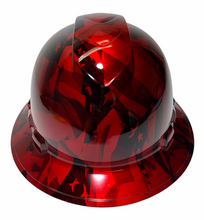 Load image into Gallery viewer, Hydro Dipped Hard Hat Ridgeline Full Brim Red Kandy American Flags
