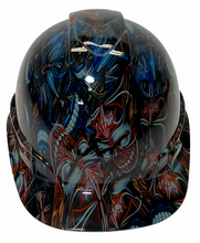 Load image into Gallery viewer, Hard Hat Ridgeline Hydro Dipped Cap Style Custom Pinstripe Skulls Colored
