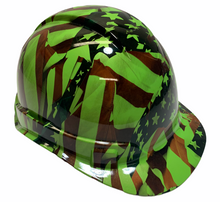 Load image into Gallery viewer, Custom Hydro Dipped Hard Hat Ridgeline Cap Style Green American Flags

