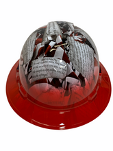 Load image into Gallery viewer, Hydro Dipped Hard Hat Ridgeline Full Brim Custom Amendments American Flags With Red Brim
