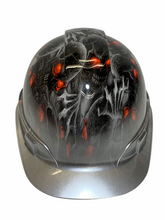 Load image into Gallery viewer, Hard Hat Ridgeline Cap Style Custom Silver Metallic Creeper Red Eye With Silver Metallic Brim
