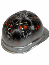 Load image into Gallery viewer, Hard Hat Ridgeline Cap Style Custom Silver Metallic Creeper Red Eye With Silver Metallic Brim
