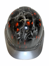 Load image into Gallery viewer, Hard Hat Ridgeline Cap Style Custom Silver Metallic Creeper Red Eye With Silver Metallic Brim
