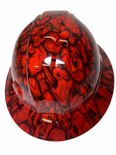 Load image into Gallery viewer, Hydro Dip Red Insanity Skulls SL Series Full Brim Hard Hat
