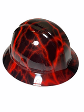 Load image into Gallery viewer, Hydro Dipped Hard Hat Sl Series Full Brim Custom Red Lightning
