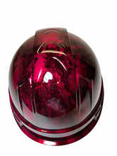 Load image into Gallery viewer, Hard Hat Ridgeline Cap Style Custom Kandy Wild Cherry Small Flaming Skulls
