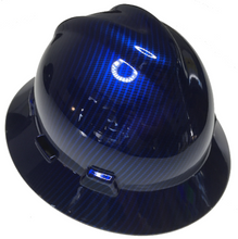 Load image into Gallery viewer, Custom Hard Hat Blue Kandy Carbon Fiber Hydro Dipped Full Brim MSA
