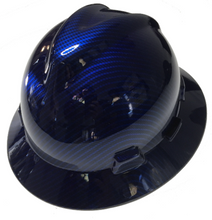 Load image into Gallery viewer, Custom Hard Hat Blue Kandy Carbon Fiber Hydro Dipped Full Brim MSA
