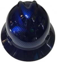 Load image into Gallery viewer, Custom Hard Hat Blue Kandy Carbon Fiber Hydro Dipped Full Brim MSA
