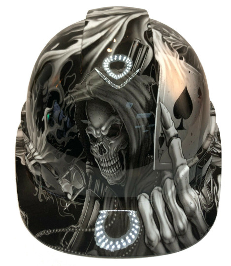 Custom Hydro Dipped Hard Hat Ridgeline Cap Style White Ace Of Skulls