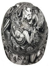 Load image into Gallery viewer, Custom Hydro Dip Hard Hat Ridgeline Cap Style Custom White Naughty Boy
