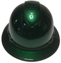 Load image into Gallery viewer, Custom Hard Hat Green Kandy Carbon Fiber Hydro Dipped Full Brim Ridgeline
