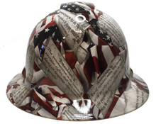 Load image into Gallery viewer, Hydro Dipped Hard Hat Ridgeline Full Brim Custom Amendments American Flags High Gloss
