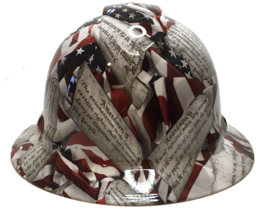 Hydro Dipped Hard Hat Ridgeline Full Brim Custom Amendments American Flags High Gloss
