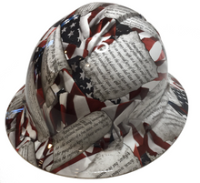 Load image into Gallery viewer, Hydro Dipped Hard Hat Ridgeline Full Brim Custom Amendments American Flags High Gloss
