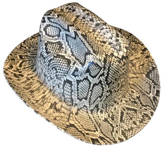 Custom Hydro Dipped Western Outlaw Hard Hat Tan Snakeskin Cowboy Hat