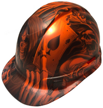 Load image into Gallery viewer, Custom Hydro Dipped Hard Hat Ridgeline Cap Style Orange Ace Of Skulls

