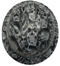 Load image into Gallery viewer, Custom Hydro Dipped Hard Hat White Demented Skulls Full Brim Ridgeline
