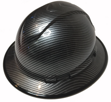 Load image into Gallery viewer, Custom Hard Hat True Weave Carbon Fiber Hydro Dipped with Black EdgeGard Full Brim Ridgeline
