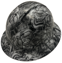 Load image into Gallery viewer, Custom Hydro Dipped Hard Hat White Boss Skulls Full Brim Ridgeline
