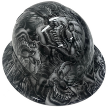 Load image into Gallery viewer, Custom Hydro Dipped Hard Hat White Boss Skulls Full Brim Ridgeline
