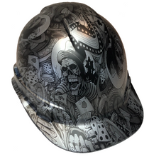 Load image into Gallery viewer, Custom Hydro Dipped Hard Hat Silver Metallic Gambler Ridgeline Cap Style
