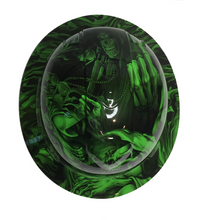 Load image into Gallery viewer, Custom Hard Hat Alien Green Ace Of Skulls Full Brim Ridgeline
