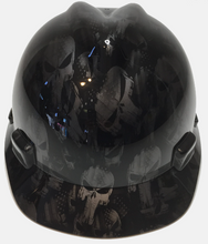 Load image into Gallery viewer, Custom Hard Hat Metallic Graphite Punisher American Flags MSA VGard Cap Style
