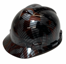 Load image into Gallery viewer, Custom Hard Hat Carbon Fiber American Flags Hydro Dipped MSA V-Gard Cap Style
