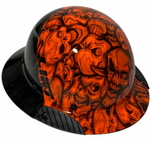 Load image into Gallery viewer, Custom Hydro Dipped Black and Orange Insanity Skulls Lift DAX Fifty 50 Carbon Fiber HDF50C-19OC  Full Brim Hard Hat
