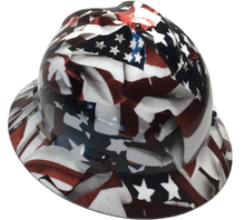 Load image into Gallery viewer, Custom Hydro Dipped American Flag Hard Hat MSA V-Gard Full Brim
